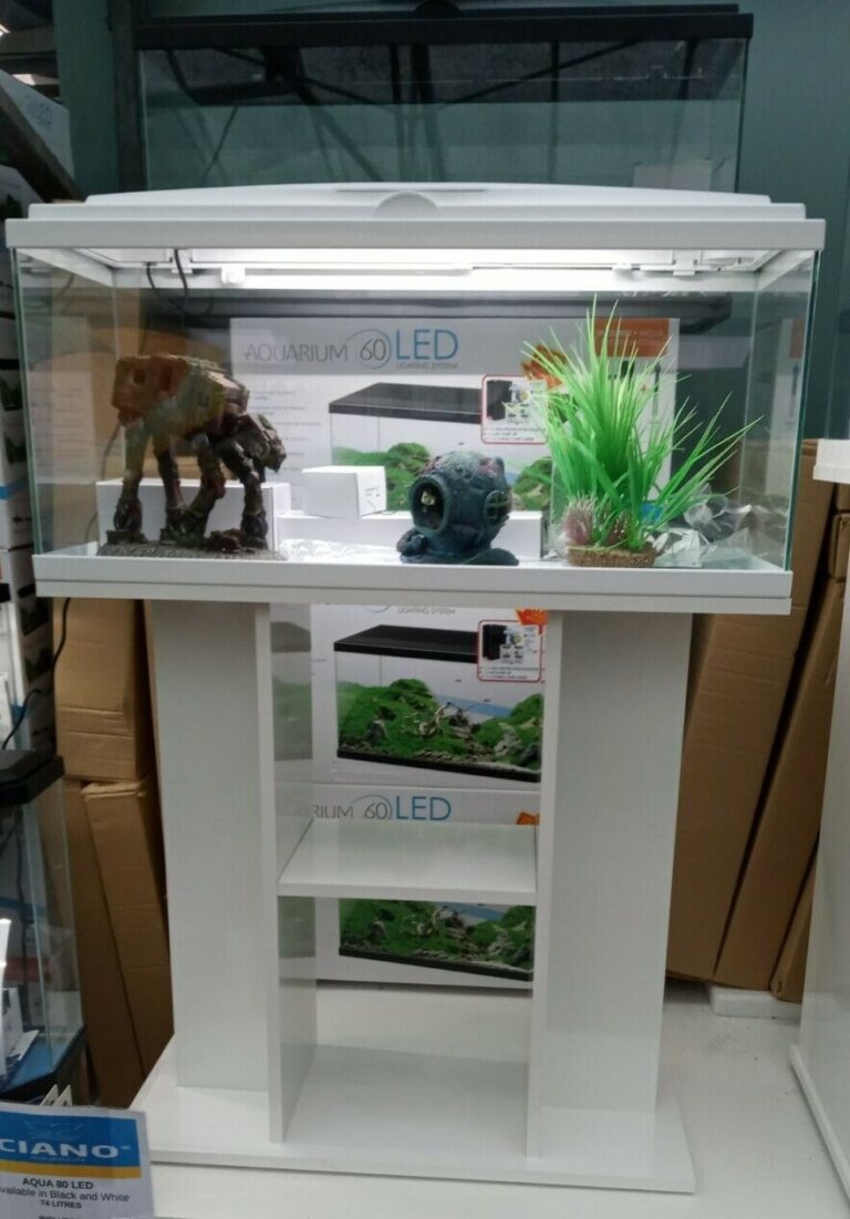 Ciano Aqua 80 in White aquarium complete set up 74l & Stand Friendly