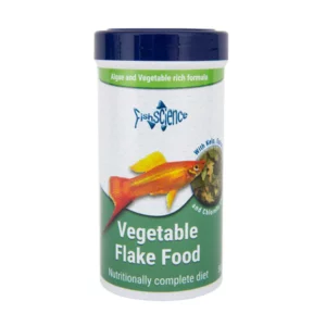 Fish science vegetable flake food. A complete and nutrionally balanced flake food for all algae and plant eating fish.