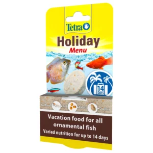 Tetra holiday menu is a gell food for all tropical fish for when you go on holiday will last up to 14 days.