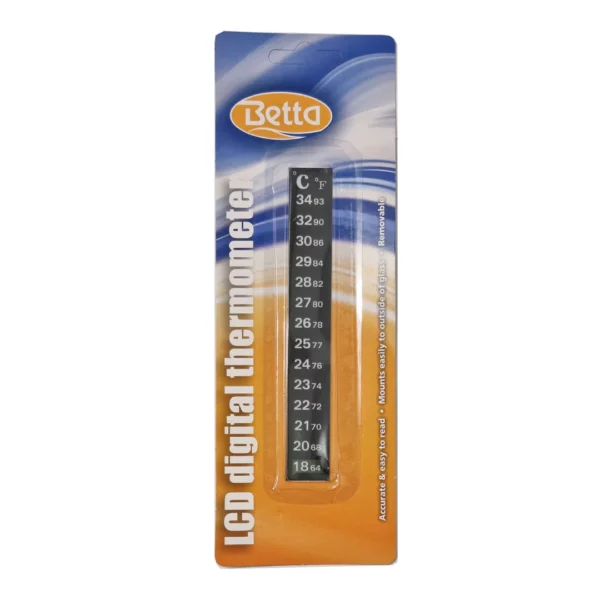 Betta LCD thermometer. Betta LCD (Liquid Crystal Display) Thermometer provides an accurate way of determining your aquariums water temperature.