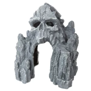 Grey Rock Form with Face is an interesting looking aquarium ornament. With its archway and holes in the top, there are plenty of place for fish to swim through and explore.